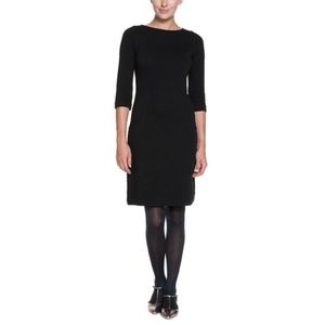 Boden Black Ribbed Dress with 3/4 Sleeve & Pockets